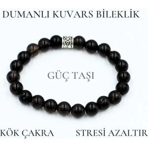 Doğal Taş Cenneti Doğal Şifalı Taş Bileklik | Dumanlı Kuvars Doğal Taş Bileklik 8 mm Güç Taşı