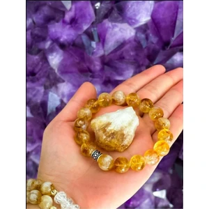 Doğal Taş Cenneti Sitrin 10MM Bileklik Ham Taş Hediyeli | Bolluk Bereket Taşı | Sertifikalı