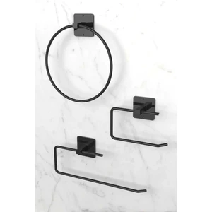 Alsi Home Yapışkanlı Siyah Rulo Havluluk Wc Kağıtlık ve Çember Havluluk Banyo Mutfak 3'lü Set