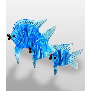 Cam Sanatı Mavi Balık 3 Lü Küçükler 4 cm Büyük8 cm