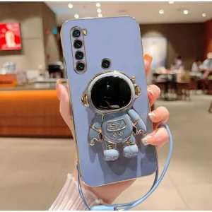 M.tk moveteck Xiaomi Redmi Note 8 Kılıf Astronot Standlı Ayıcık Parlak Altın Gold Kenarlı Note 8t