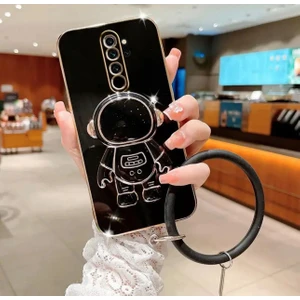 M.tk moveteck Xiaomi Redmi Note 8 Pro Kılıf Astronot Standlı Ayıcık Parlak Altın Gold Kenarlı ( Ip Askısı Dagil Degil )