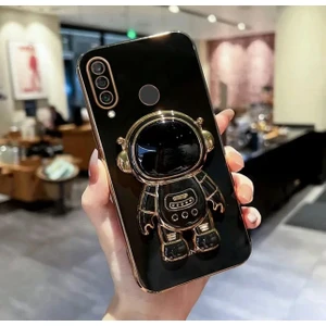 M.tk moveteck Huawei P20 Lite Kılıf Astronot Standlı Ayıcık Parlak Altın Gold Kenarlı