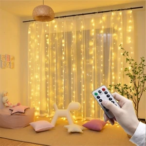 Home Dekor Hediye 8 Modlu (3 mt x 3 mt ) Perde LED 10 Sarkıtlı USB Li 3 Metre Kumandalı Peri LED