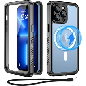 M.TK Moveteck Apple Iphone 13 Pro Kılıf 360 Derece Su Geçirmez Telefon Kılıfı Toz Geçirmez Zırh Tank Kapak Case Military Waterproof Magsafe Destekli Arkası Şeffaf Armour Ip-68