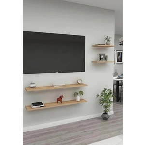 Ekta Mobilya 4lü Duvar Rafı Tv Rafı Salon Dekorasyonu 4lü Tv Raf