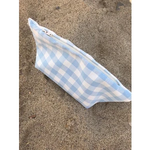 Pötikareli Yıkanabilir Fermuarlı Tek Gözlü Bez Kalemlik Kalem Kutusu Cüzdan Makyaj Çantası