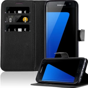 M.TK Moveteck Samsung Galaxy S7 Edge Kılıf Kartvizit Bölmeli Cüzdan Standlı
