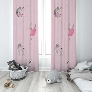 Talia Home Pembe Kız Desenli Çocuk ve Bebek Odası Fon Perdesi 2 Kanat TLA-297