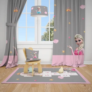 Talia Home Gri Elsalı Çocuk ve Bebek Odası Fon Perdesi 2 Kanat TLA-201