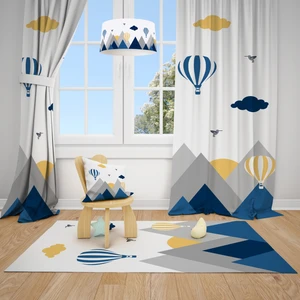 Talia Home Mavi Kuş Vadisi Dağ Desenli Çocuk ve Bebek Odası Fon Perdesi 2 Kanat TLA-300