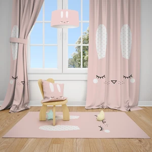 Talia Home Tavşan Desenli Çocuk ve Bebek Odası Fon Perdesi 2 Kanat TLA-239