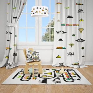Talia Home Eğitici Desenli Çocuk ve Bebek Odası Fon Perdesi 2 Kanat TLA-225