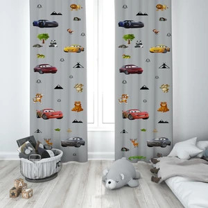 Talia Home Sevimli Hayvanlar ve Araba Desenli Çocuk ve Bebek Odası Fon Perdesi 2 Kanat TLA-229