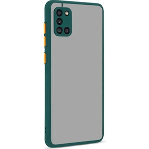 Techno Guru Samsung Galaxy A31 Kenarları Renkli Arkası Buğulu Şık Hux Silikon Kılıf