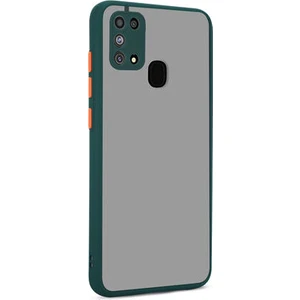 Techno Guru Samsung Galaxy M31 Kenarları Renkli Arkası Buğulu Şık Hux Silikon Kılıf