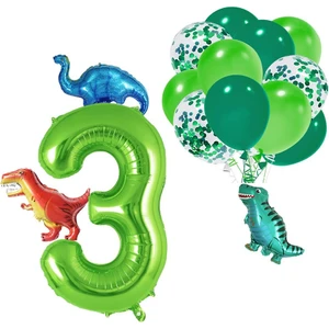 Patladı Gitti 3 Yaş Dinazor Set; Rakam Folyo, 3 Adet Mini Dinazor ve 10 Lu Balon