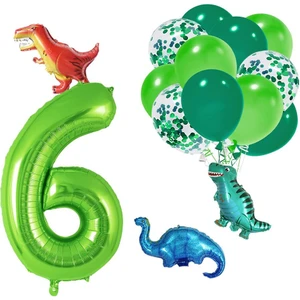 Patladı Gitti 6 Yaş Dinazor Set; Rakam Folyo, 3 Adet Mini Dinazor ve 10 Lu Balon