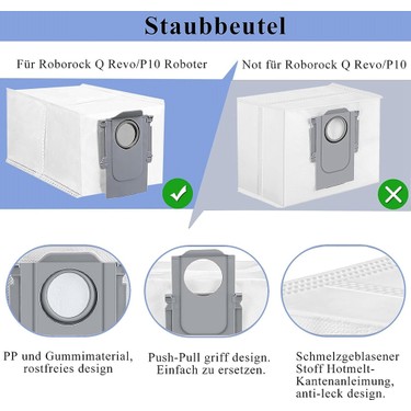 Set Ricambi Per Roborock Q Revo E P10 - Spazzole, Panni, Filtri E Sacchetti Polvere (14 Pezzi) - 2