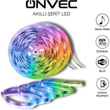 Onvec 5m Wi-Fi Destekli 16 Milyon Renk Smart Şerit LED Fiyatı