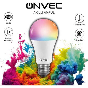 Onvec  Wifi+Bluetooth Destekli 9W Rgb Akıllı Ampul