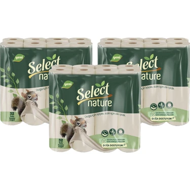 Select Nature Doğal ve Organik Tuvalet Kağıdı 3 x 32 Rulo 2 Katlı Ekonomik