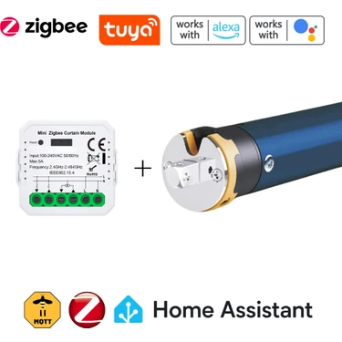 Novato Tuya Uyumlu Zigbee Akıllı Stor Perde Motor Kontrol Seti - Tuya, Smart Life, Home Assisant,