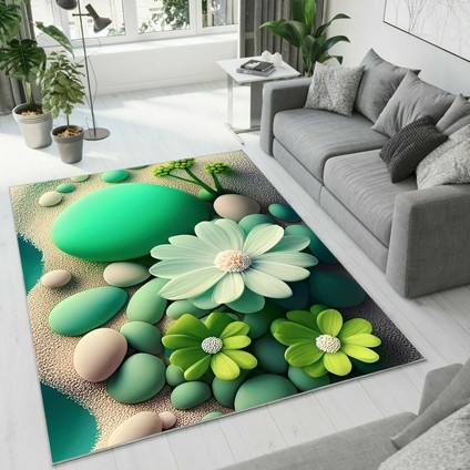 Dijital Baskı Dekoratif Kaymaz Taban Yıkanabilir Halı