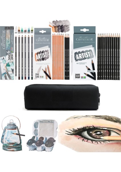Cretacolor Artist Studio Sketching Pencils 11'li Aquagraph Sulandırılabilir Set 6'lı Kalemlik Hediye