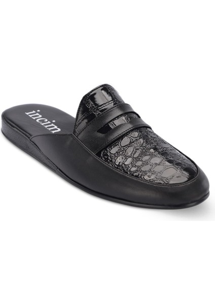 Incim ®| Stone Erkek Siyah Kroko Lüks Rahat Konforlu Misafir Ev Bohça Çeyiz ve Damat Terliği 302 fiyatları