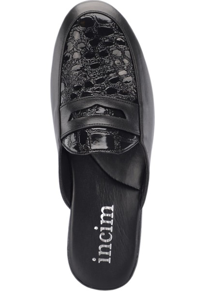 Incim ®| Stone Erkek Siyah Kroko Lüks Rahat Konforlu Misafir Ev Bohça Çeyiz ve Damat Terliği 302 fırsatları