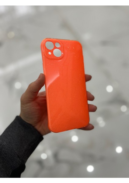 Apple iPhone 15 Plus Kamera Korumalı Simli Renkli Turuncu Silikon Kılıf fiyatları