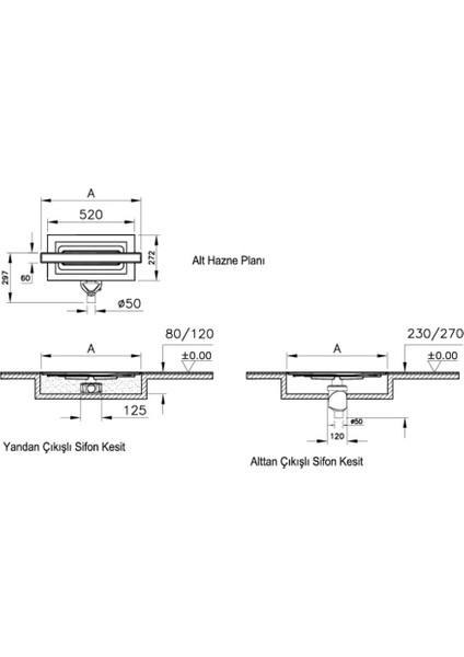 Vitra 59980476000 Eco-Flow V-Flow DK100 40 cm Duş Kanalı - Mat Krom Yandan