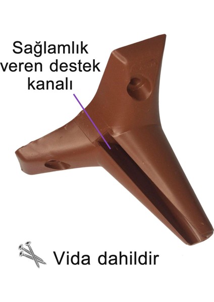 8 Adet Zelve 12 cm Kahverengi Lüx Mobilya Kanepe Sehpa Ünite Koltuk Ayağı Baza Ayak