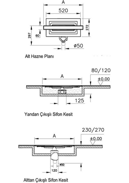 Vitra 59980480000 Eco-Flow V-Flow DK100 60 cm Duş Kanalı - Mat Krom Yandan