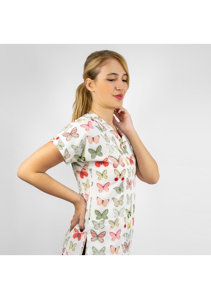 Yeşil Kelebek Desenli Likralı Üst Forma modelleri