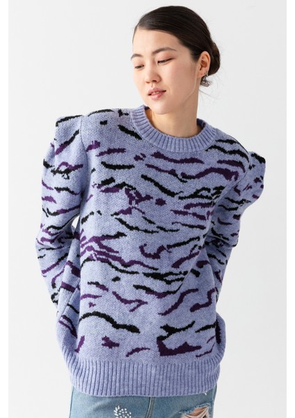 Zebra Desenli Kadın Kazak fırsatları