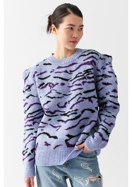 Zebra Desenli Kadın Kazak indirimleri