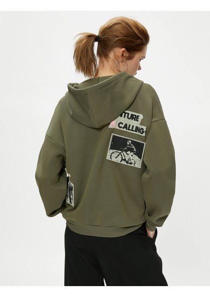 Kapşonlu Fermuarlı Sweatshirt Oversize Arkası Fotoğraf Baskılı Cepli