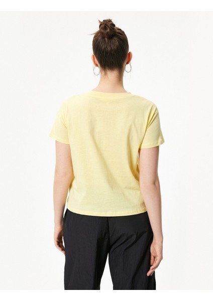 Cep Detaylı Baskılı Tişört Pamuklu Kısa Kollu Bisiklet Yaka fırsatları