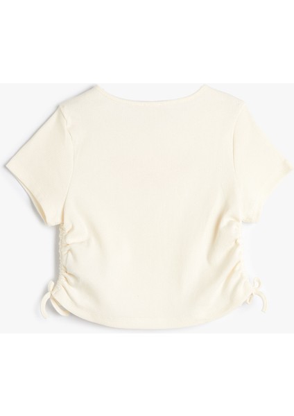 Tişört Slogan Baskılı Ribanalı Kısa Kollu Pamuklu fiyatları