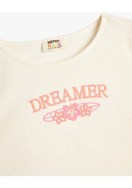 Tişört Slogan Baskılı Ribanalı Kısa Kollu Pamuklu modelleri