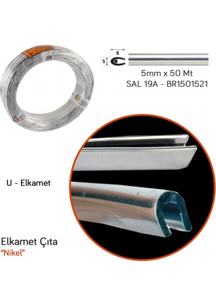 Çıta Sal 19A Elkamet 5 mm x 50 mt Krom BR1501521 fiyatları