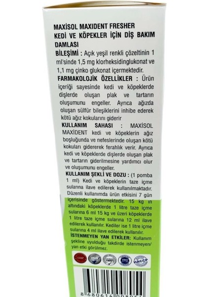 Maxident Fresher Kedi ve Köpekler Için Diş Bakım Spreyi 100 ml