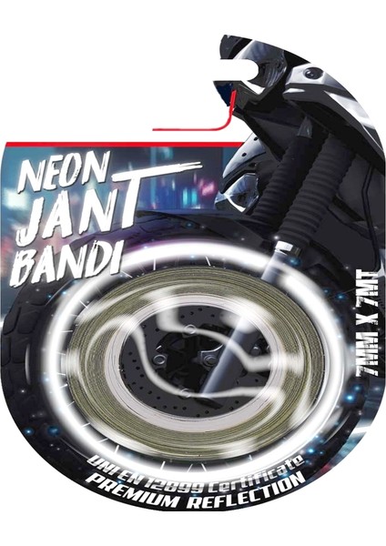 Neon Jant Bandı Araç Otomobil Motosiklet Parlayan Reflektörlü Jant Bant 7metre