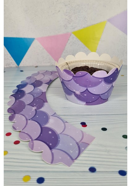 Deniz Kızı Konsepti Cupcake Sargısı 10'lu