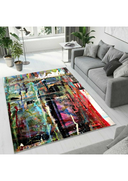 Dijital Baskı Dekoratif Kaymaz Taban Yıkanabilir Halı NO:1046