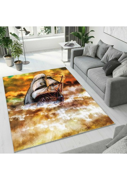 Dijital Baskı Dekoratif Kaymaz Taban Yıkanabilir Halı NO:1040