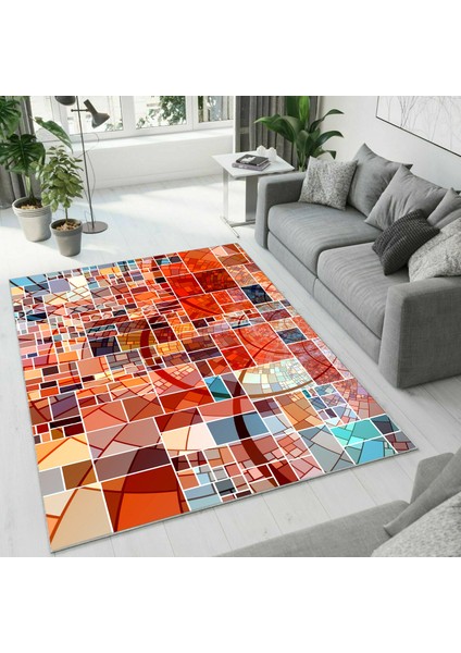 Dijital Baskı Dekoratif Kaymaz Taban Yıkanabilir Halı NO:1035