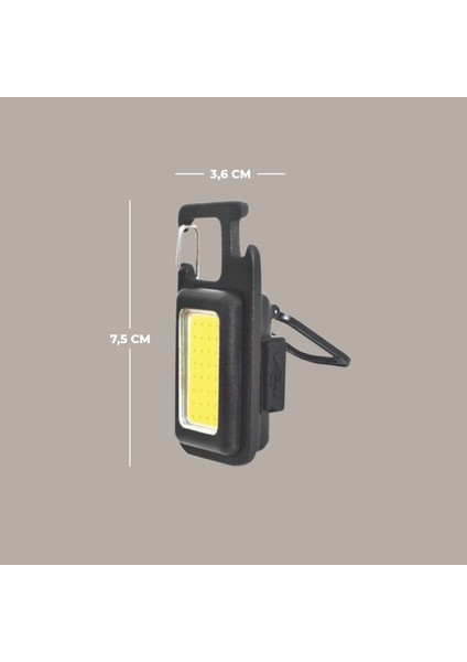 Keychain Light 6W Ledli Mini Projektör Beyaz Işık USB Şarjlı